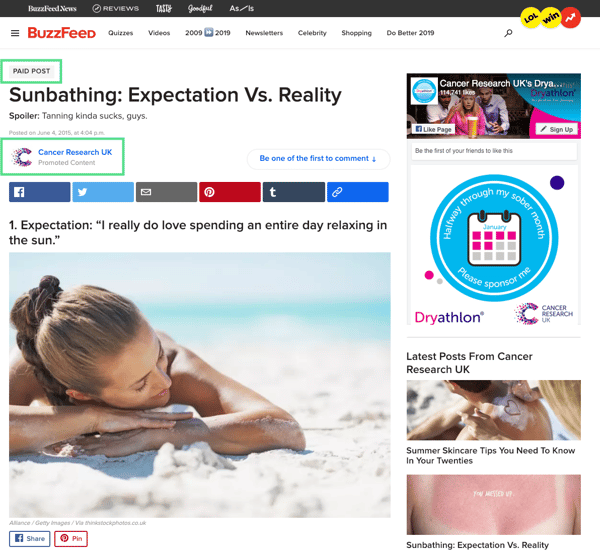 Buzzfeed news company example of native advertising. Hurree - The Segmentation Platform