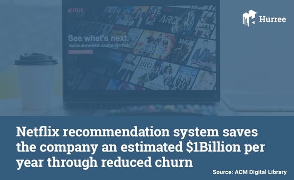 Netflix's recommendation system saves them a massive $1Billion per year through reduced churn. Hurree - The Segmentation Company. 