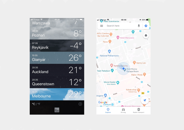 designing personalized user interface google maps weather 